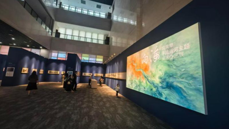 中新网：向海——冯凤举平陆运河主题美术作品展亮相